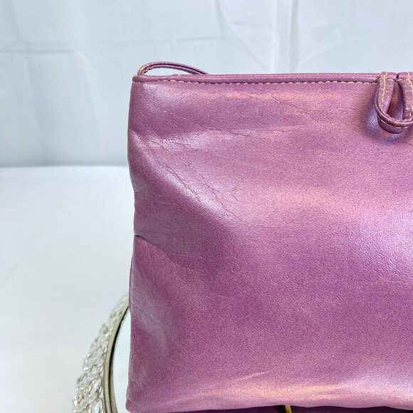 Paula 💜 Vintage Y2K Metallic Lavender Leather Clutch – Mary Ann Rosenfeld - Picture 7 of 12